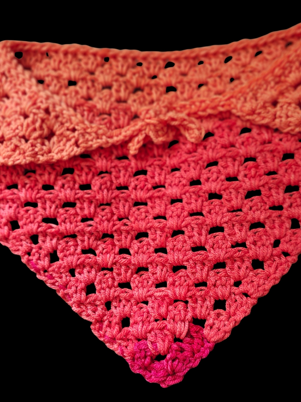 Handcrafted Gradient Pink Crochet Bandana Scarf - Picture 2 of 4